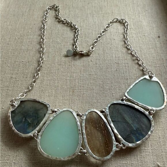 Stella &โDot Statement Necklace Semi-Precious Stones Bold Gem Design - Picture 5 of 17